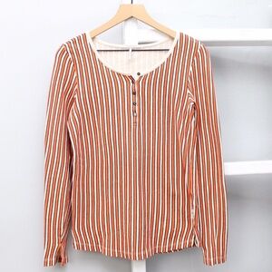 Scotch & Soda Orange Striped Long Sleeve Thermal Top Size Small​​